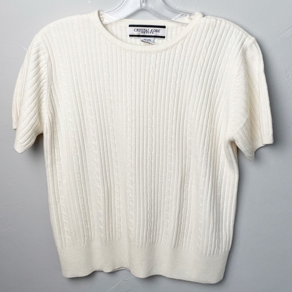 Vintage Crystal-Kobe Short Sleeve Sweater Top Size Petite Small - Picture 1 of 7